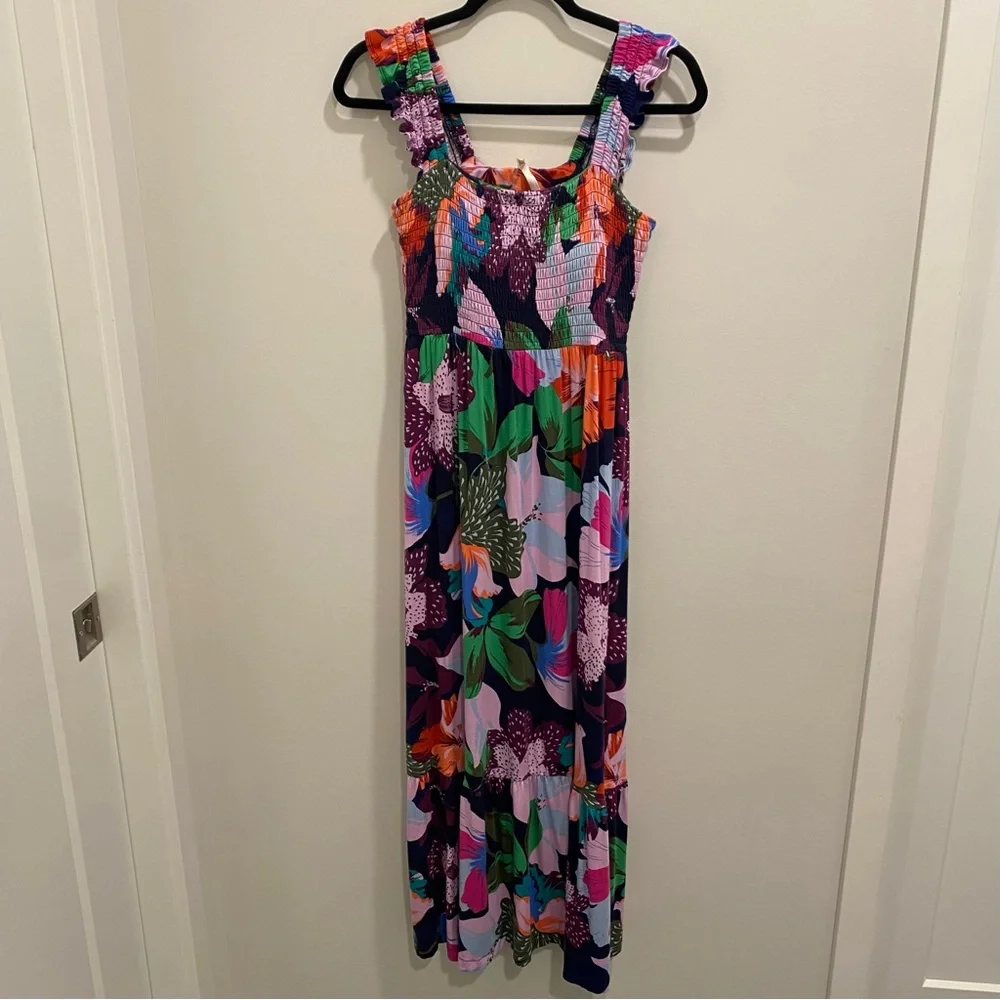 Soma Tropical Floral Flutter Sleeve Maxi Dress - Size M - Picture 3 of 9